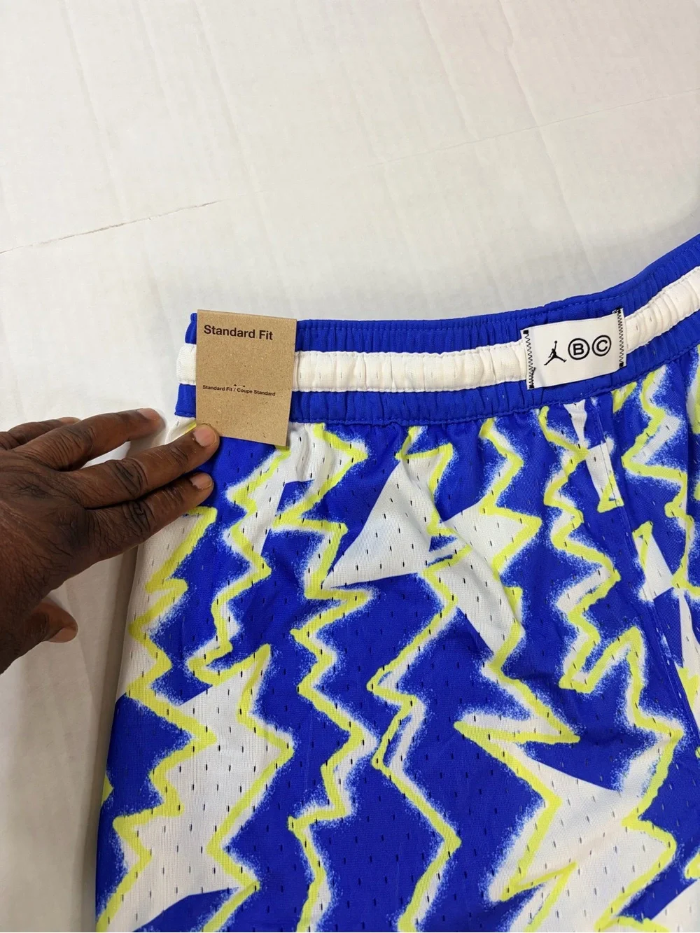 Jordan Royal Blue, White & Neon Yellow Zigzag Basketball Shorts